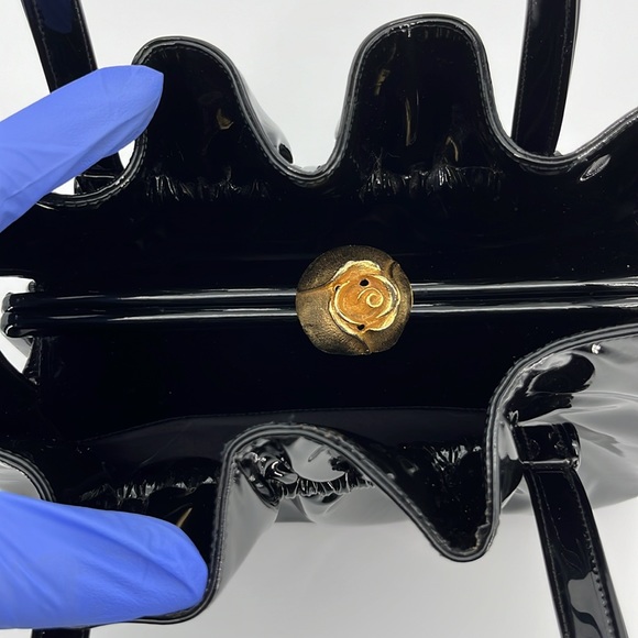 RARE!!! Vintage Koret Satchel w/ stunning gold clasp and real patent leather - Picture 2 of 11